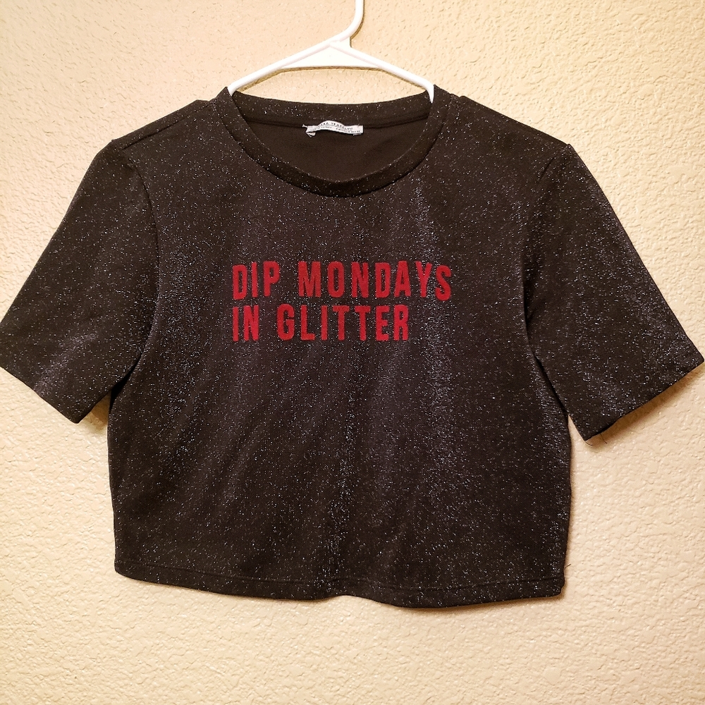 Zara Dip Mondays in Glitter crop top womens medium
